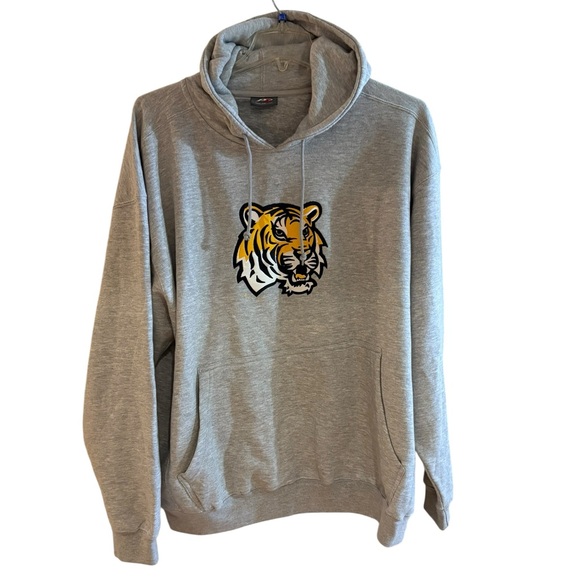 R2 Gray Hoodie with Tiger and Tiger Head Graphic - Picture 2 of 6